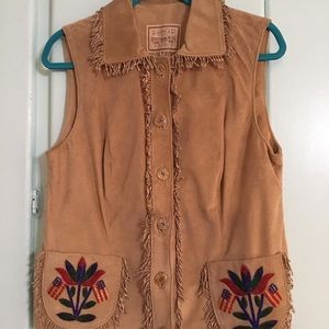 Double D Ranch Leather Beaded Vest